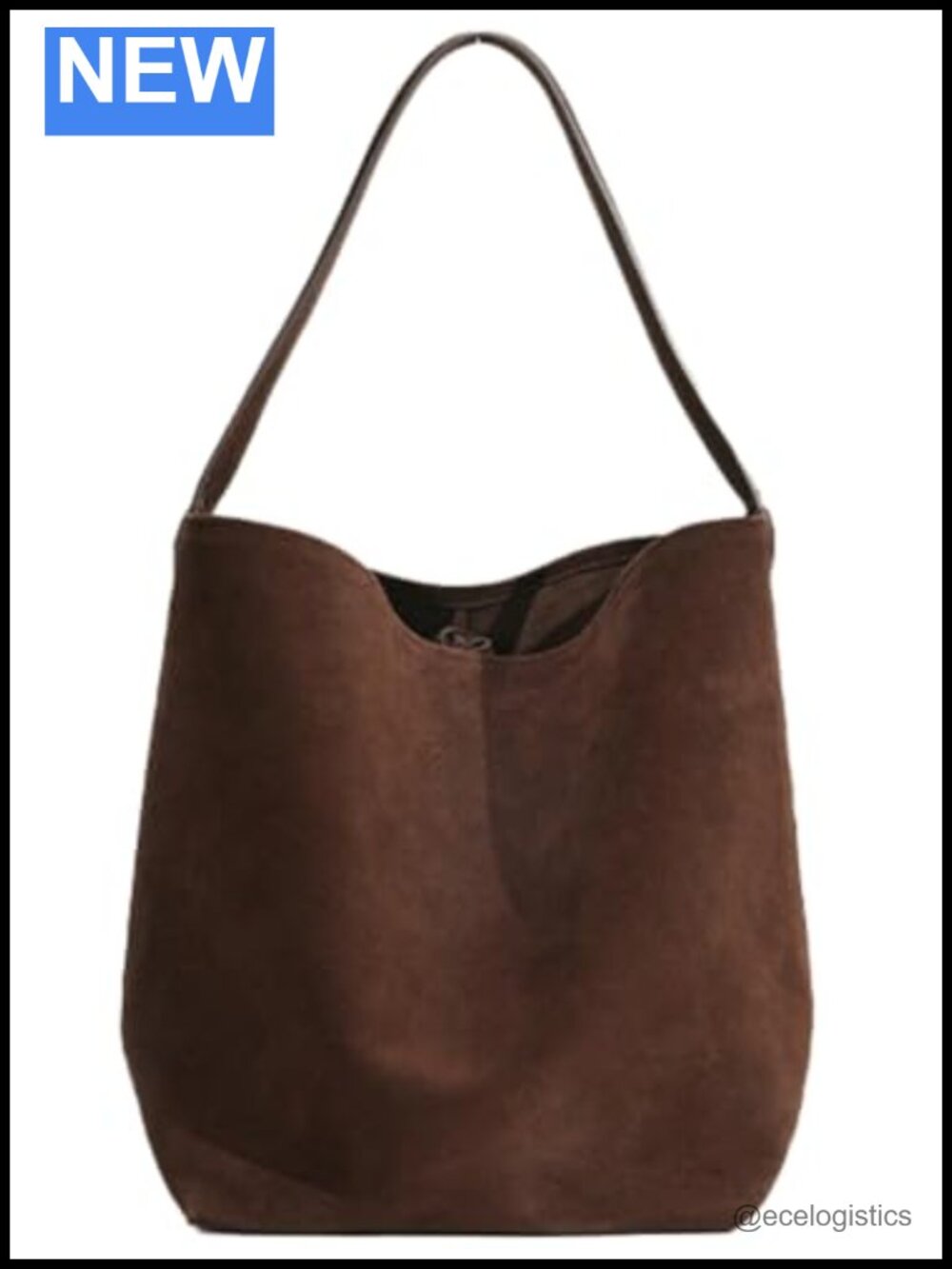 Genuine Leather Suede Bucket Shoulder Bag Women Soft Tote Handbag Purse